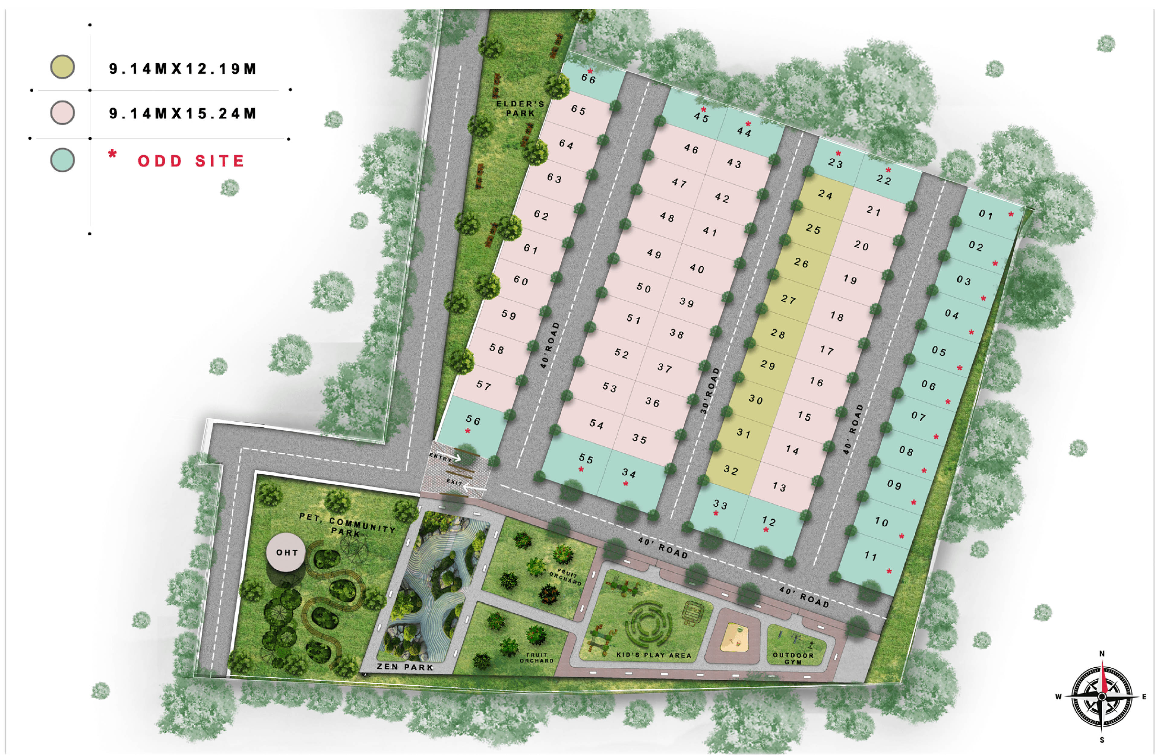 A view of the serene community park area